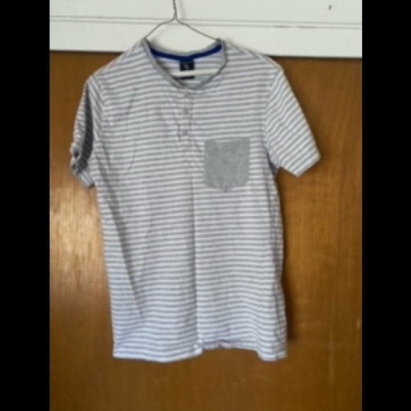 U.S. Polo Assn. Other - US Polo Assn Striped Gray and White Henley with a Front Pocket